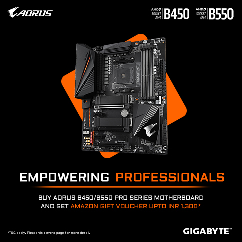 Buy AORUS B450/B550/X570 Pro Series Motherboard and get Amazon Gift Voucher up to ₹2300!