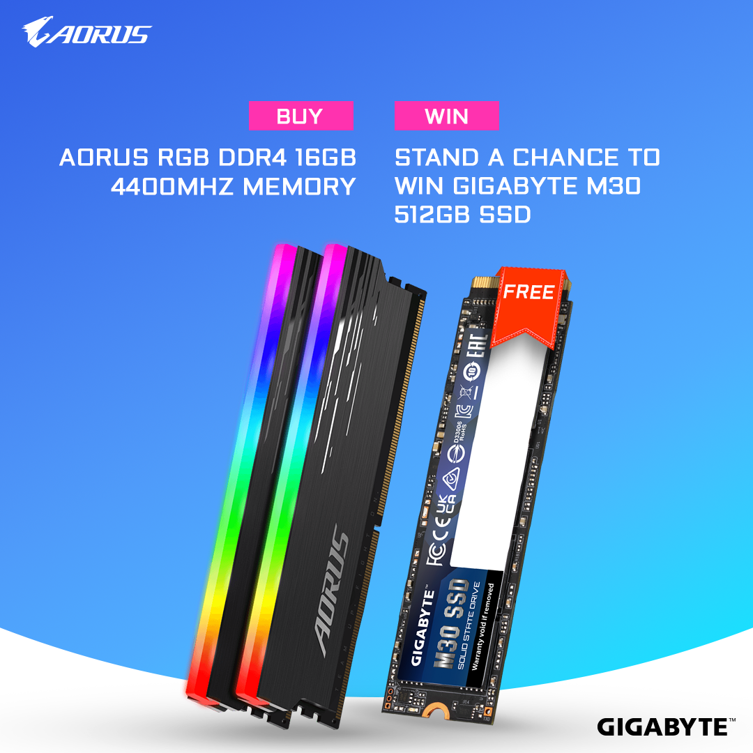 Buy AORUS RGB 16GB 4400Mhz & Stand a chance to win GIGABYTE M30 SSD 512 GB