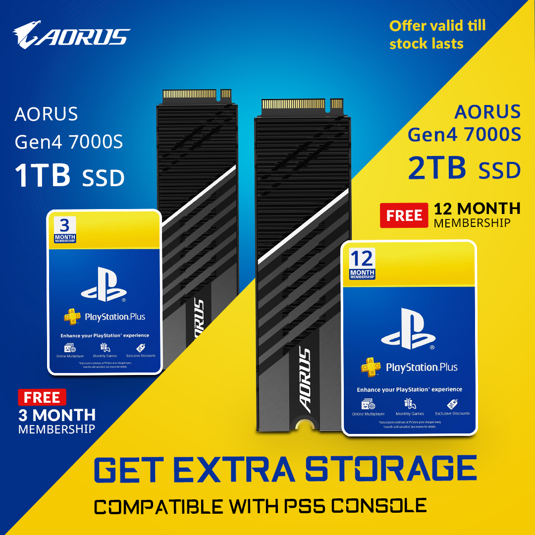 Buy AORUS Gen4 SSD & Get PS Plus Subscription FREE!